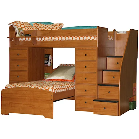 Twin Over Twin Bunk Bed with Two Chests